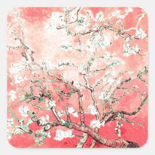 Van Gogh Almond Blossom Peach Vierkante Sticker