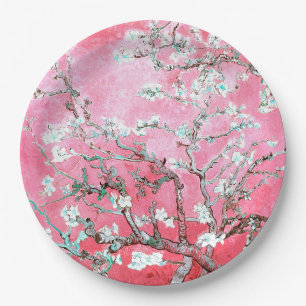 Van Gogh Almond Blossom Pink Blue Papieren Bordje