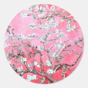 Van Gogh Almond Blossom Pink Blue Ronde Sticker