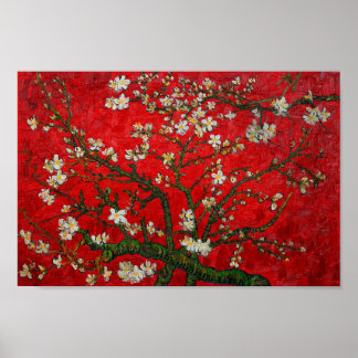 Van Gogh Almond Blossom Red Poster