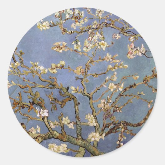 Van Gogh Almond Blossom Ronde Sticker (Voorkant)