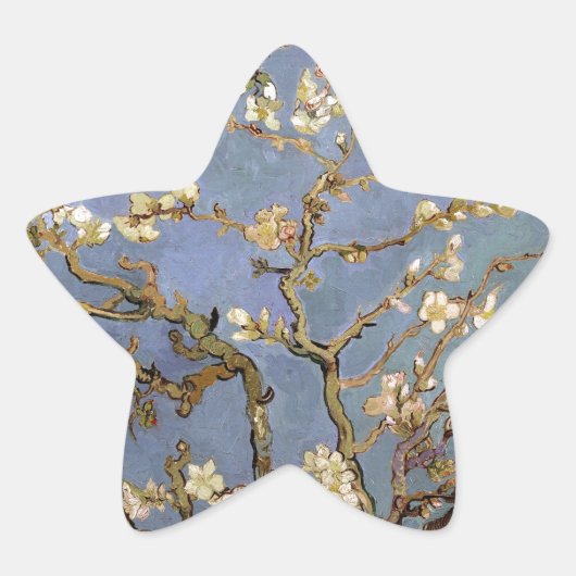 Van Gogh Almond Blossom Ster Sticker (Voorkant)