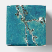 Van Gogh Amandelbloesem: Donker Teal Bedankdoosjes (Bovenkant)