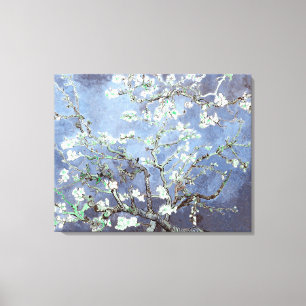 Van Gogh Amandelbloesem Staalblauw Canvas Afdruk