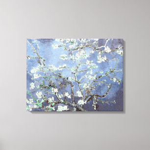 Van Gogh Amandelbloesem Staalblauw Canvas Afdruk