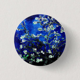 Van Gogh Amandelbloesems blauw groen Ronde Button 3,2 Cm