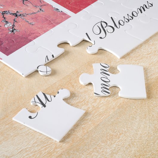 Van Gogh Amandelbloesems Donkerroze perzikgradiënt Legpuzzel (Zijkant)