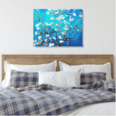 Van Gogh Amandelbloesems heldere turkoois Canvas Afdruk (Insitu (Slaapkamer))