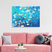 Van Gogh Amandelbloesems heldere turkoois Canvas Afdruk (Insitu (Woonkamer))