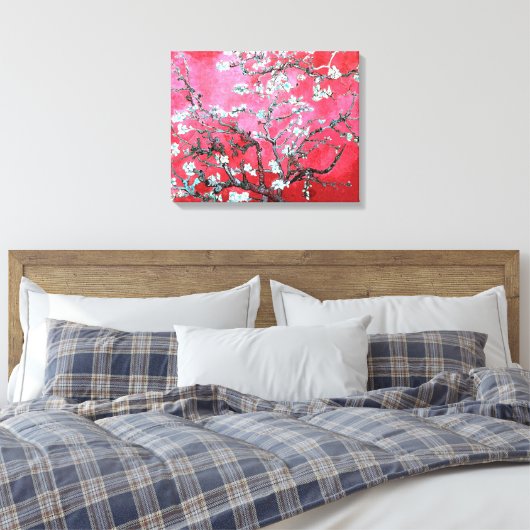 Van Gogh Amandelbloesems Rood blauw Canvas Afdruk (Insitu (Slaapkamer))