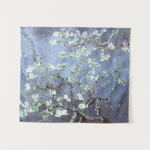 Van Gogh Amandelbloesems Staal Blauw Wandkleed