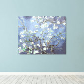 Van Gogh Amandelbloesems Staalblauw Canvas Afdruk (Insitu (Houten vloer))