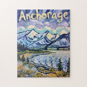 Van Gogh Anchorage Alaska Landschap Vintage Reis Legpuzzel