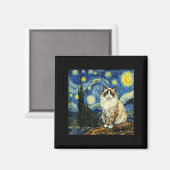 Van Gogh Art Starry Night - Funny Ragdoll Cat Arti Magneet (Voorkant / Achterkant)