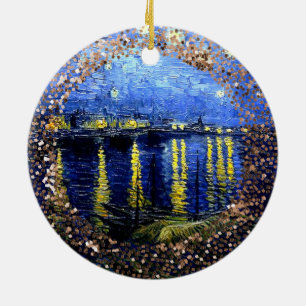 Van Gogh art, Sterrennacht over de Rijn, Keramisch Ornament