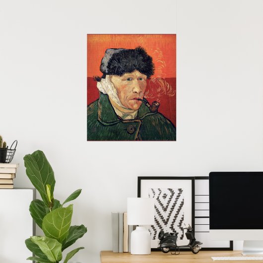 Van Gogh - Autoportrait avec Poster de l'oreille e (Bureau à domicile)