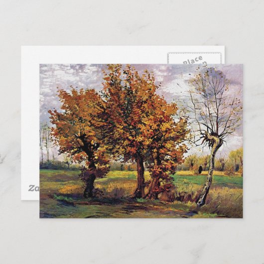 Van Gogh - Autumn landschap met vier bomen Briefkaart (Voorkant / Achterkant)