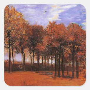 Van Gogh - Autumn Landschap Vierkante Sticker