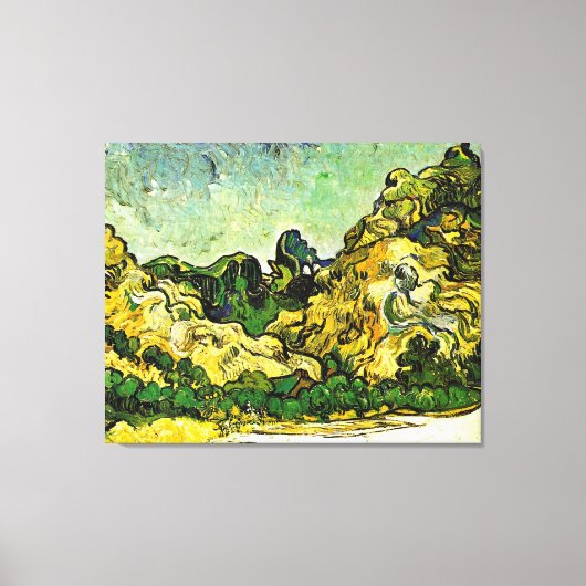 Van Gogh - Berglandschap in Saint-Remy Canvas Afdruk (Voorkant)