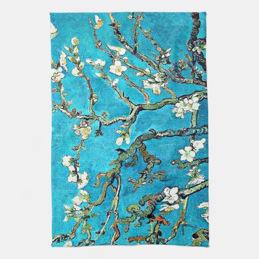 Van Gogh - Bloeiende amandel takken Theedoek (Verticaal)