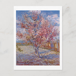Van Gogh   bloeiende perzikboom   Nieuw adres Aankondigingskaart