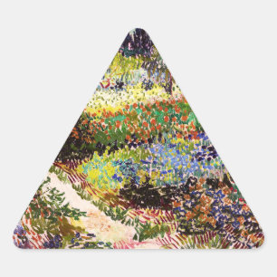Van Gogh bloeiende tuin in Arles Floral Fine Art Driehoek Sticker