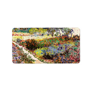 Van Gogh bloeiende tuin in Arles Floral Fine Art Etiket