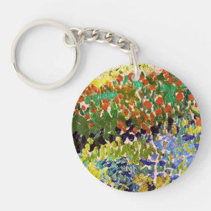 Van Gogh bloeiende tuin in Arles Floral Fine Art Sleutelhanger