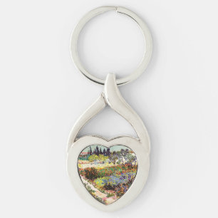 Van Gogh bloeiende tuin in Arles Floral Fine Art Sleutelhanger