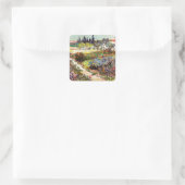 Van Gogh bloeiende tuin in Arles Floral Fine Art Vierkante Sticker (Tas)