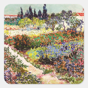 Van Gogh bloeiende tuin in Arles Floral Fine Art Vierkante Sticker