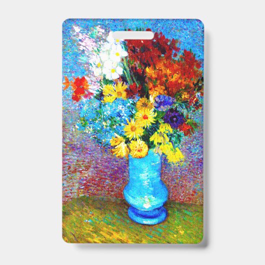 Van Gogh Bloemen in een Blauwe Vaas Badge (Voorzijde)