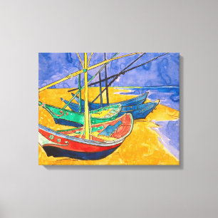 Van Gogh Boats Impressionisme Beach Canvas Afdruk