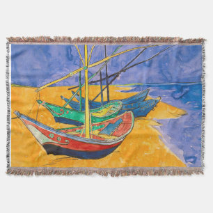 Van Gogh Boats Impressionisme Beach Deken