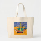Van Gogh Boats Impressionisme Beach Grote Tote Bag (Voorkant)