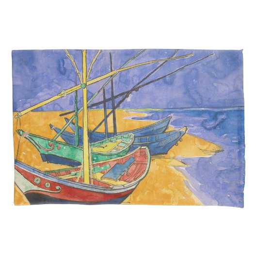 Van Gogh Boats Impressionisme Beach Kussensloop (Voorkant)