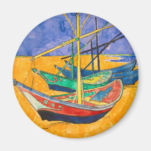 Van Gogh Boats Impressionisme Beach Magneet