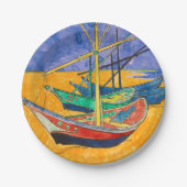 Van Gogh Boats Impressionisme Beach Papieren Bordje (Voorkant)