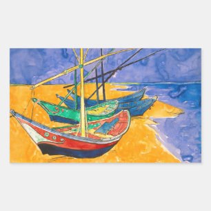 Van Gogh Boats Impressionisme Beach Rechthoekige Sticker