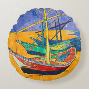 Van Gogh Boats Impressionisme Beach Rond Kussen