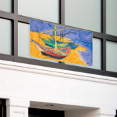 Van Gogh Boats Impressionisme Beach Spandoek (Buitenkant Gebouw)