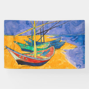 Van Gogh Boats Impressionisme Beach Spandoek