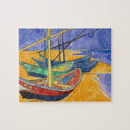 Van Gogh Boten Impressionisme Strand Legpuzzel (Horizontaal)
