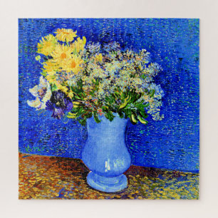 Van Gogh - Bouquet van Bloemen in een Blauwe Vase Legpuzzel