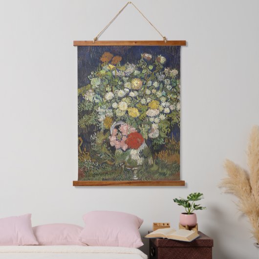 Van Gogh Bouquet van Bloemen in een Vase Hangend Wandkleed (Slaapkamer)