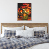 Van Gogh - Bowl met Zinnias Canvas Afdruk (Insitu (Slaapkamer))