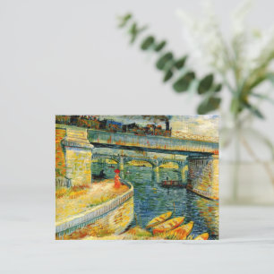Van Gogh Bridges over de zegen in Asrienes Feestdagenkaart