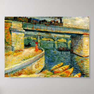 Van Gogh Bridges over de zegen in Asrienes Poster