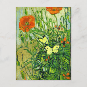 Van Gogh - Butterflies en papavers Briefkaart