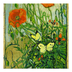 Van Gogh - Butterflies en papavers Perfect Poster